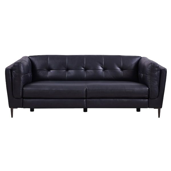 Armen Living Primrose Contemporary Sofa in Dark Metal Finish and Navy Genuine Leather LCPR3NV - main